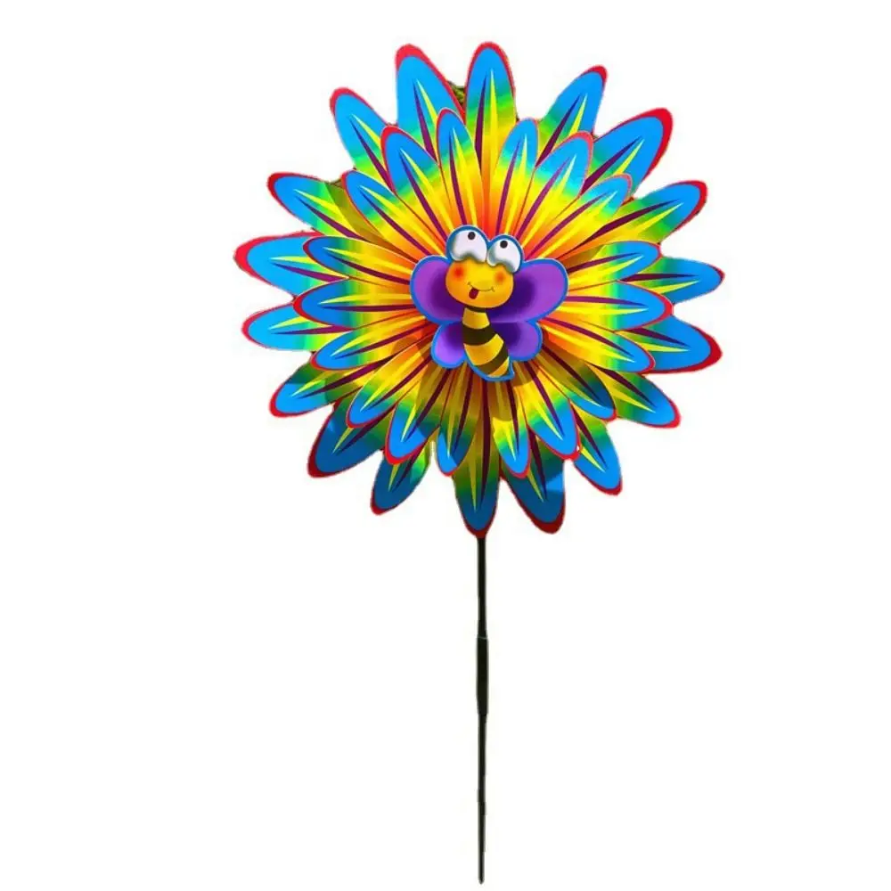 متعددة الأنماط الكرتون الملونة التقليدية طاحونة ابتسامة الوجه النحل الملونة الدائمة زهرة الحديقة دولاب الهواء PVC طبقة مزدوجة