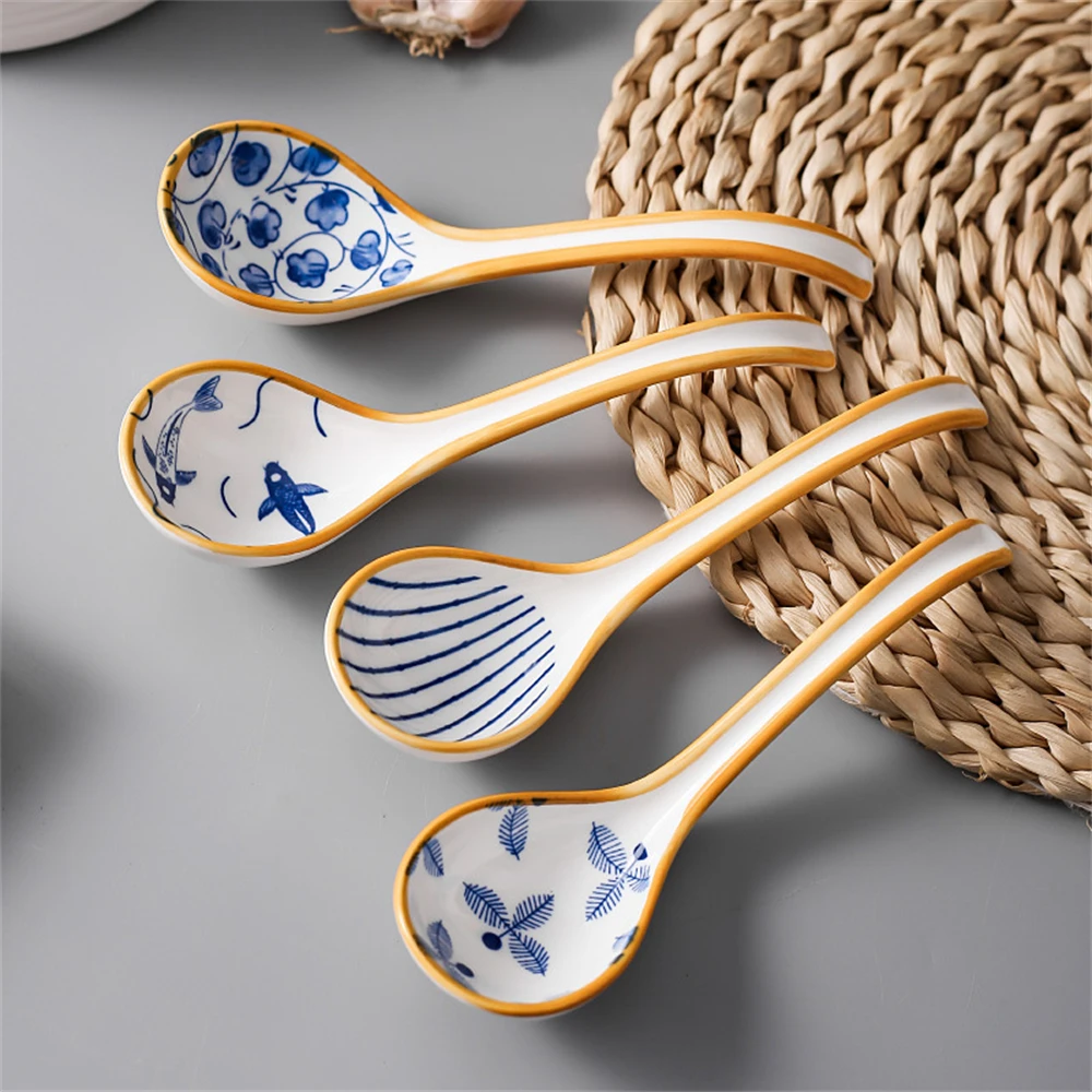 Creative Spoon Ceramics Delicate Feel Creativity Modern Spoon Spoon Cutlery Multiple Styles Smooth Tableware Ceramic Spoon