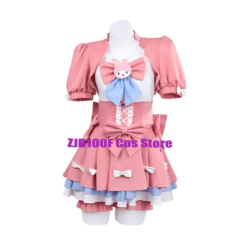 Game identity Ⅴ Lily bariere cheerleader cosplay costume pink gymnastic clothing dress kawaii for women party role outfit