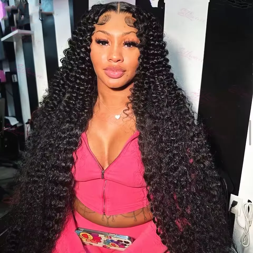 40 Inch Natural Black Water Deep Wave Human Hair Wigs For Women 13x4 13x6 HD Transparent Lace Frontal Wig 250 Density Pre Plucked Glueless Lace Front Wig
