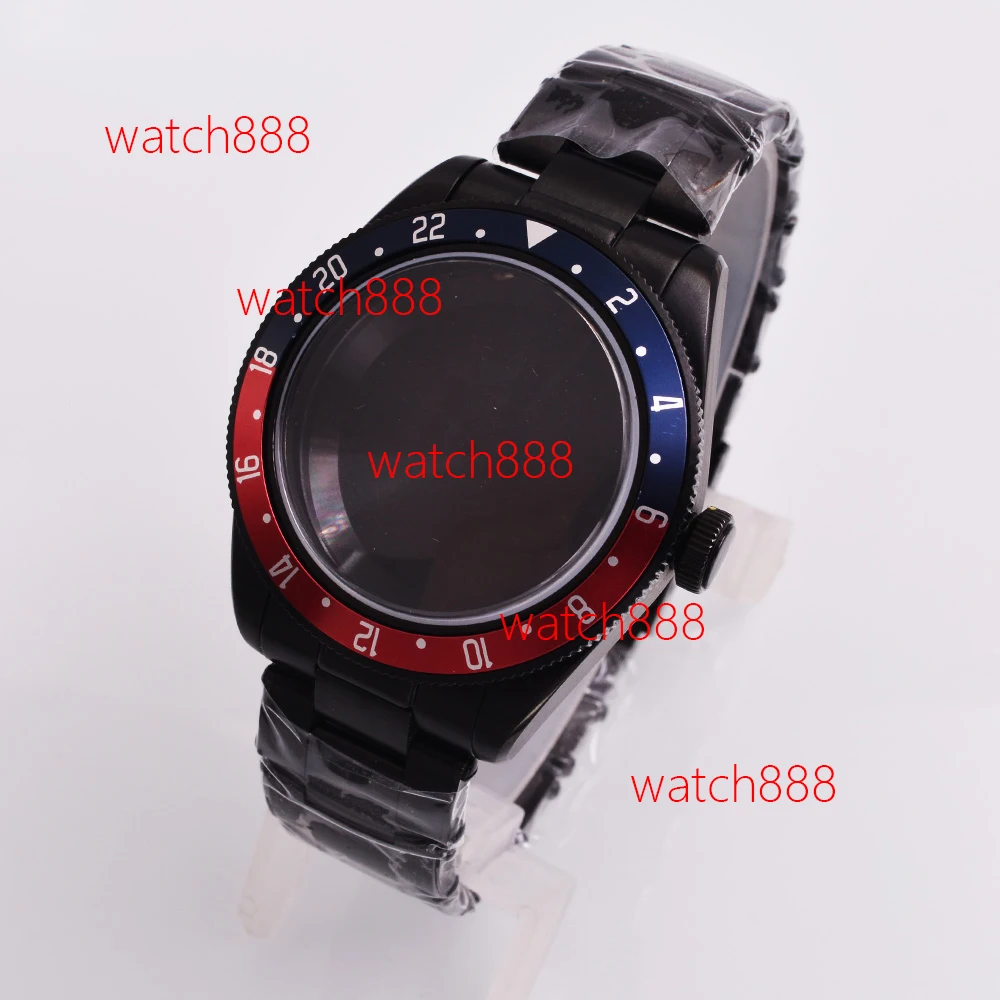 39 مللي متر ساعة سوداء حافظة الياقوت الزجاج حاوية من الفولاذ المقاوم للصدأ صالح NH34 NH35 NH36 PT500 ETA2824 ساعة يد تعمل بالحركة اكسسوارات