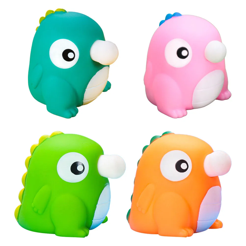 4pcs Funny Stress Relief Dinosaurs Squeeze Adorable Kid Prank Relaxation Vent Pressure Reduction Plaything Creative Bath Squeeze