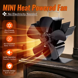 5 Blade Heat Powered Stove Fan Mini Fireplace Fan Log Wood Burner Eco-fan Quiet Fireplace Fan Heater Efficient Heat Distribution