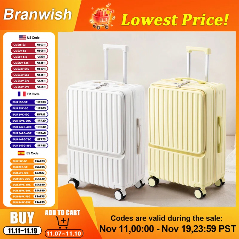 

Multi Functional Front Open Suitcase Large Capacity ABS Luggage Lightweight Carry On Luggage for Women and Men Travel 20/24 Inch