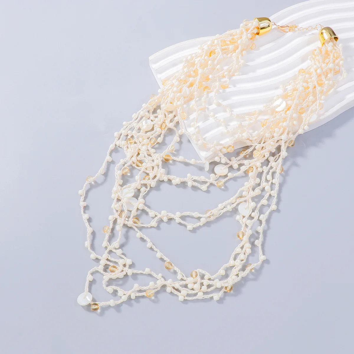 2024 Trend New ZAA Vintage White Beaded Chains Necklace Boho Multilayer Tassel Necklaces for Women Holiday Party Jewelry Gifts