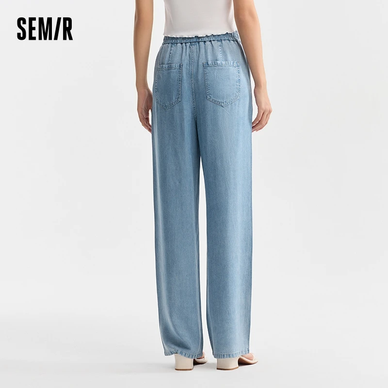 Semir Jeans donna pantaloni elastici in vita stile semplice 2024 estate nuovi pantaloni a gamba larga