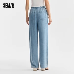 Semi -diry -Jeans für Frauen, elastische Taillenhose, einfacher Stil, breite Beine, neu, Sommer 2022 12 Hauptverkaufskleider Jeans Licel - №7