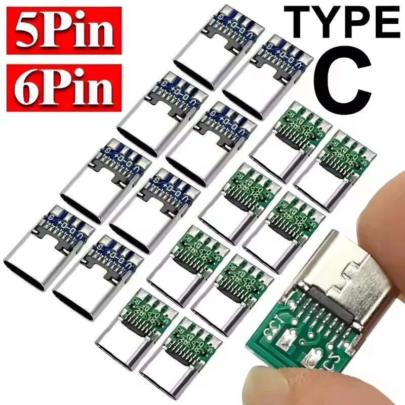 1/10/20Pcs Electric Terminals Welding DIY Data Cable Support PCB Board Type C Female Connectors Jack with Dual 5.1K Resistors
