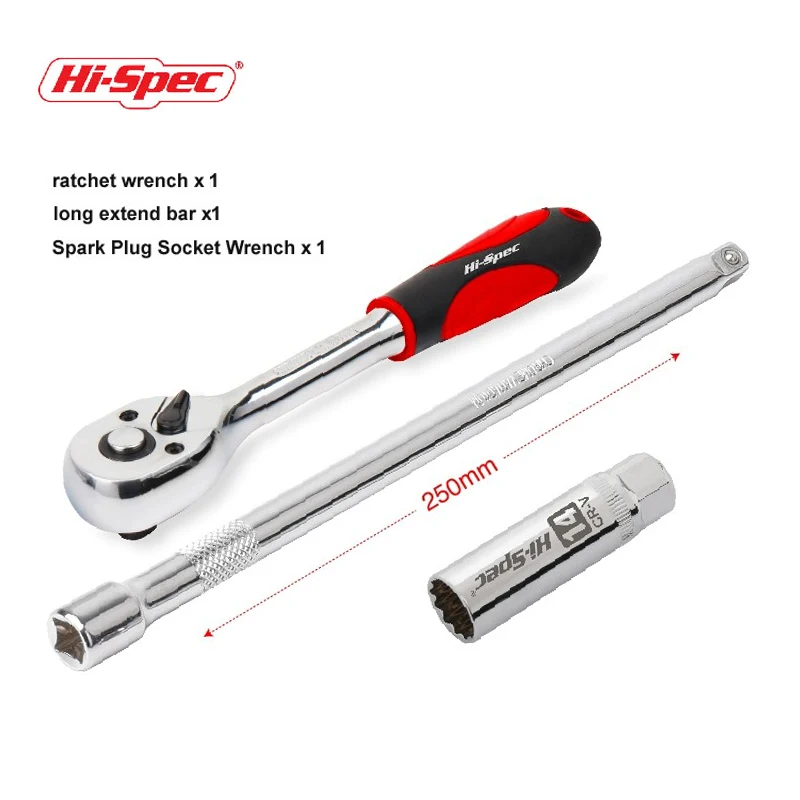 

Hi-Spec Car Repair 3PC Set 3/8 Inch Torque Ratchet Wrench Spark Plug Socket Flexible Adjustable Wrench Spanner Hand Tools