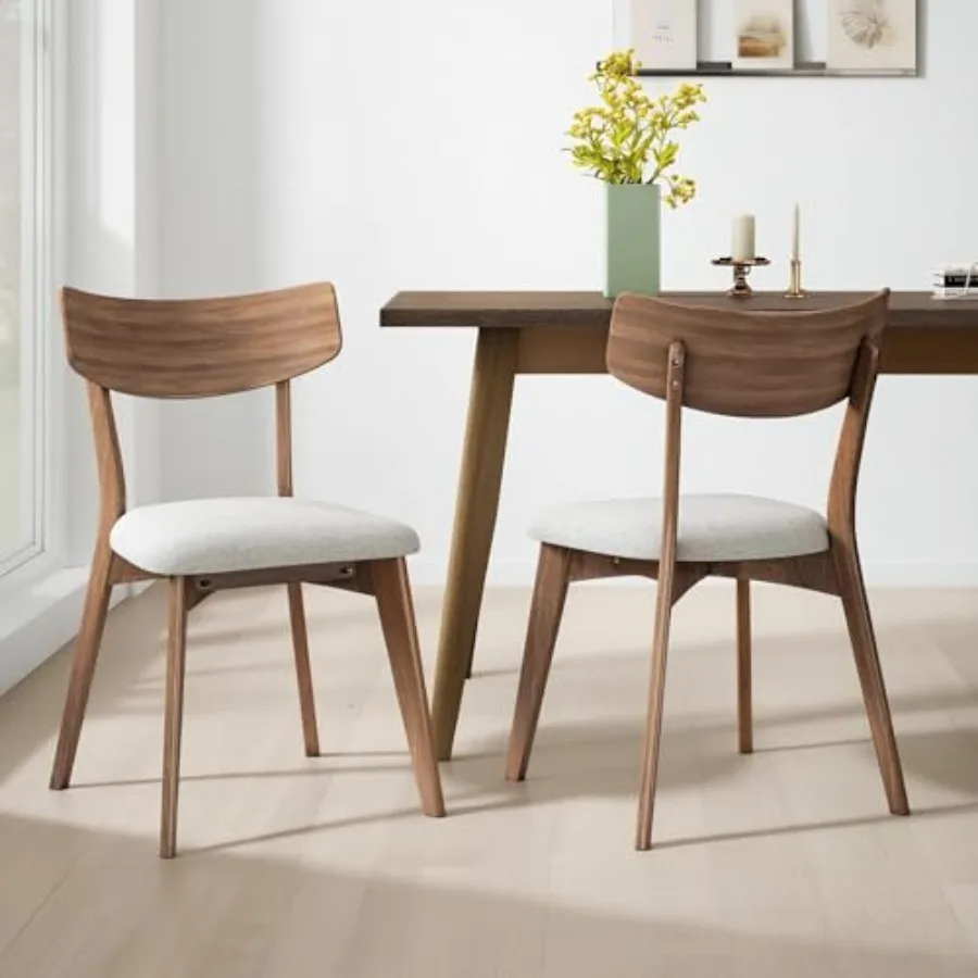 

Мягкий деревянный обеденный стул, стильный дизайнерский стул для столовой, акцентные кресла для гостиной, комплект из 2 штук, светло-бежевый