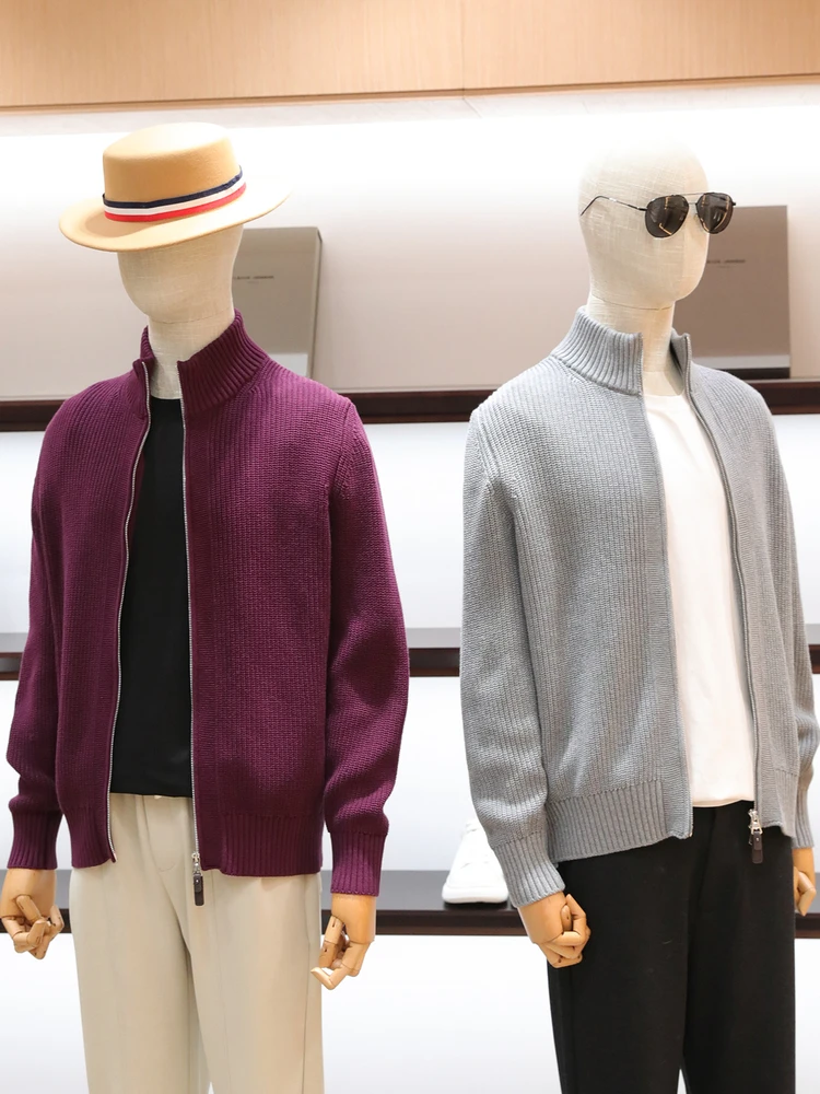 

High-End Lazy Sle! 3D Tailoring! Men's Autumn Winter Fine Warm Pure Cotton Knitted Zipper irt Jaet Casual Faion