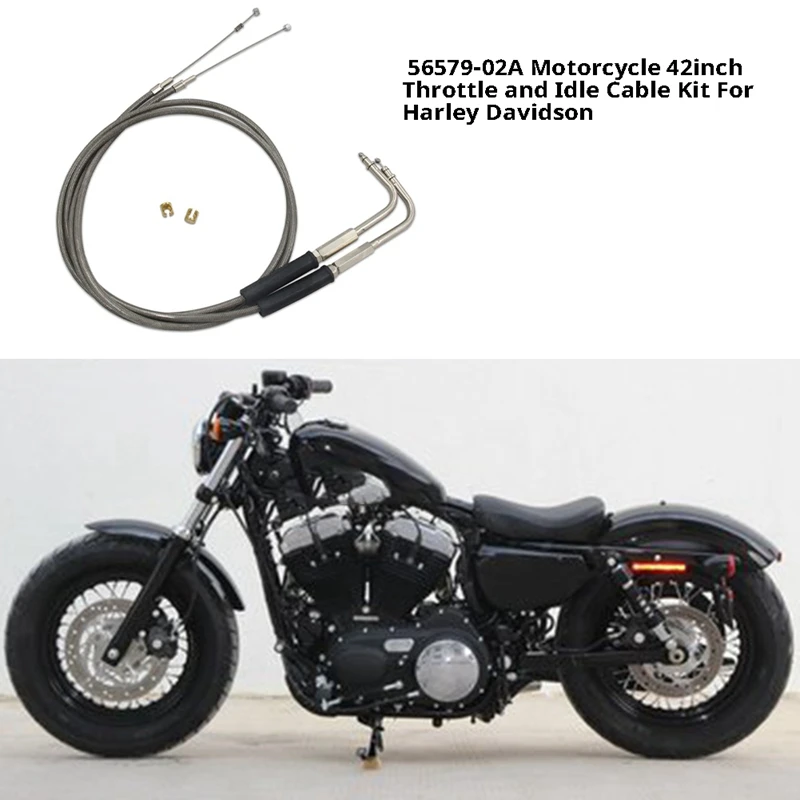 AU05 -56579-02A Motorcycle 42Inch Throttle And Idle Cable Kit For  Davidson XL FLT 1996+