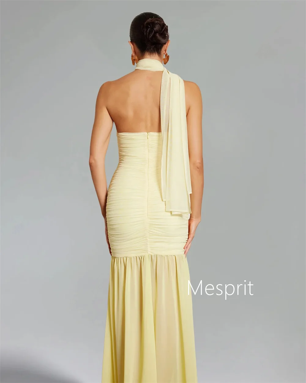 Abiti lunghi personalizzati con scollo all'americana a sirena con pieghe in chiffon formale Occasioni su misura Prom Taglie disponibili di alta qualità