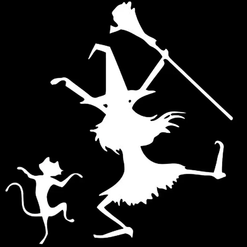 Creative Decal Dance Witch and Cat Funny Vinyl Car-styling Car Sticker Black/Silver Automobile Motorcycles Accessories,15cm*14cm