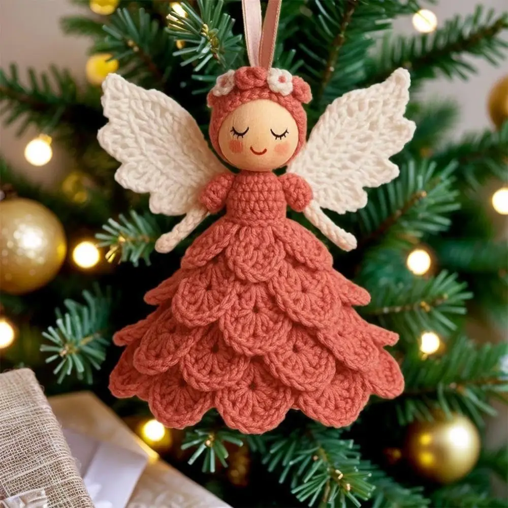 Kit diy de crochê anjo ornamento kit fácil starter artesanato pendurado ornamentos crochê boneca ornamento criar seu próprio kit de artesanato de crochê