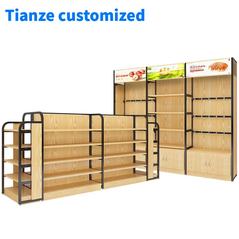 

（customized）Heavy Duty Supermarket Rack Boutique Retail Store Wooden Display Shelves Multi Combination Gondola Shelving