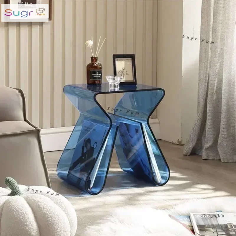 

Acrylic Transparent Sofa Side Table Home Light Luxury Coffee Corner Desk Designer House Minimalist Bedside Small Tables