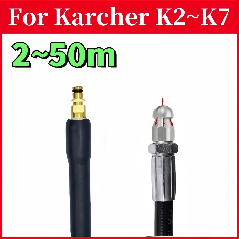 

Karcher Sewer Drainage Cleaning Hose Sewer Jetter Kit Car Wash Pipe Extension Hose High Pressure Cleaning Machine Nozzle, 2-50m