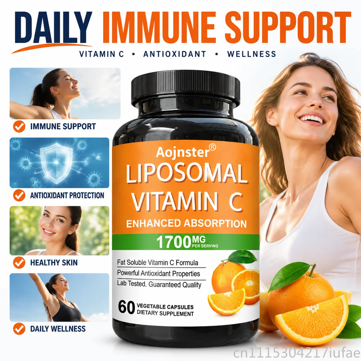 Liposomal Vitamin C 1700mg Vegetable Capsules 60pcs High Absorption Antioxidant Supplement