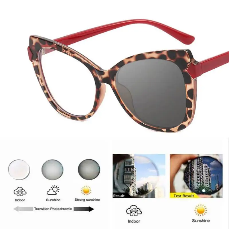 Retro Leopard Square Photochromic Myopia Glasses Women Fashion Tr90 Computer Eyeglasses With Diopters 0 -0.5 -1.75 -4.5 -6.0