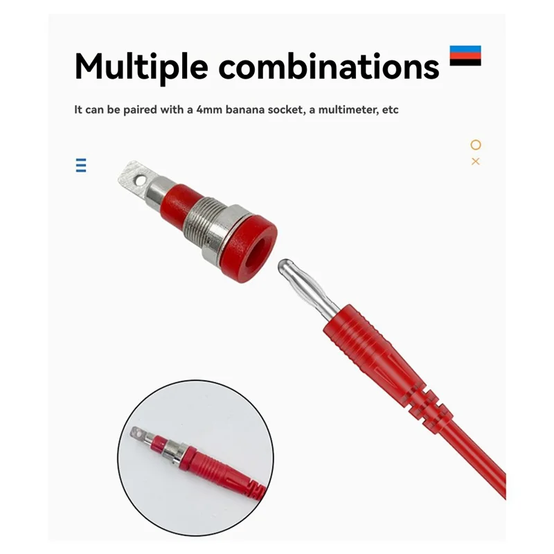 ABDJ-خط اختبار 15A عالي التيار 4 مم قابس الموز إلى مشبك التمساح مع مخرج إمداد الطاقة المنظم من النحاس النقي