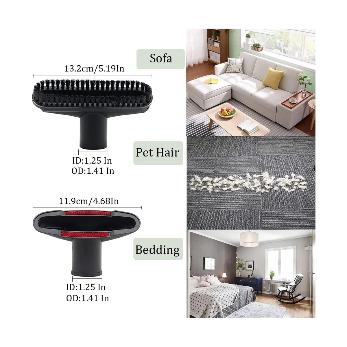 A14G-1 Accessori e accessori per aspirapolvere da 1/4 di pollice, ugello di fissaggio per spazzola per aspirapolvere per pulizia domestica, bocchetta a lancia flessibile