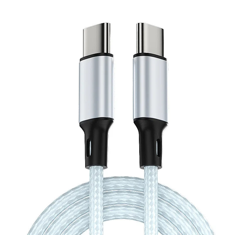 Kabel Data Tipe C ke C kepala ganda Pd60W kabel pengisi daya mobil Ctoc rajut pengisian cepat untuk ponsel Apple Laptop Huawei Xiaomi Tipe C