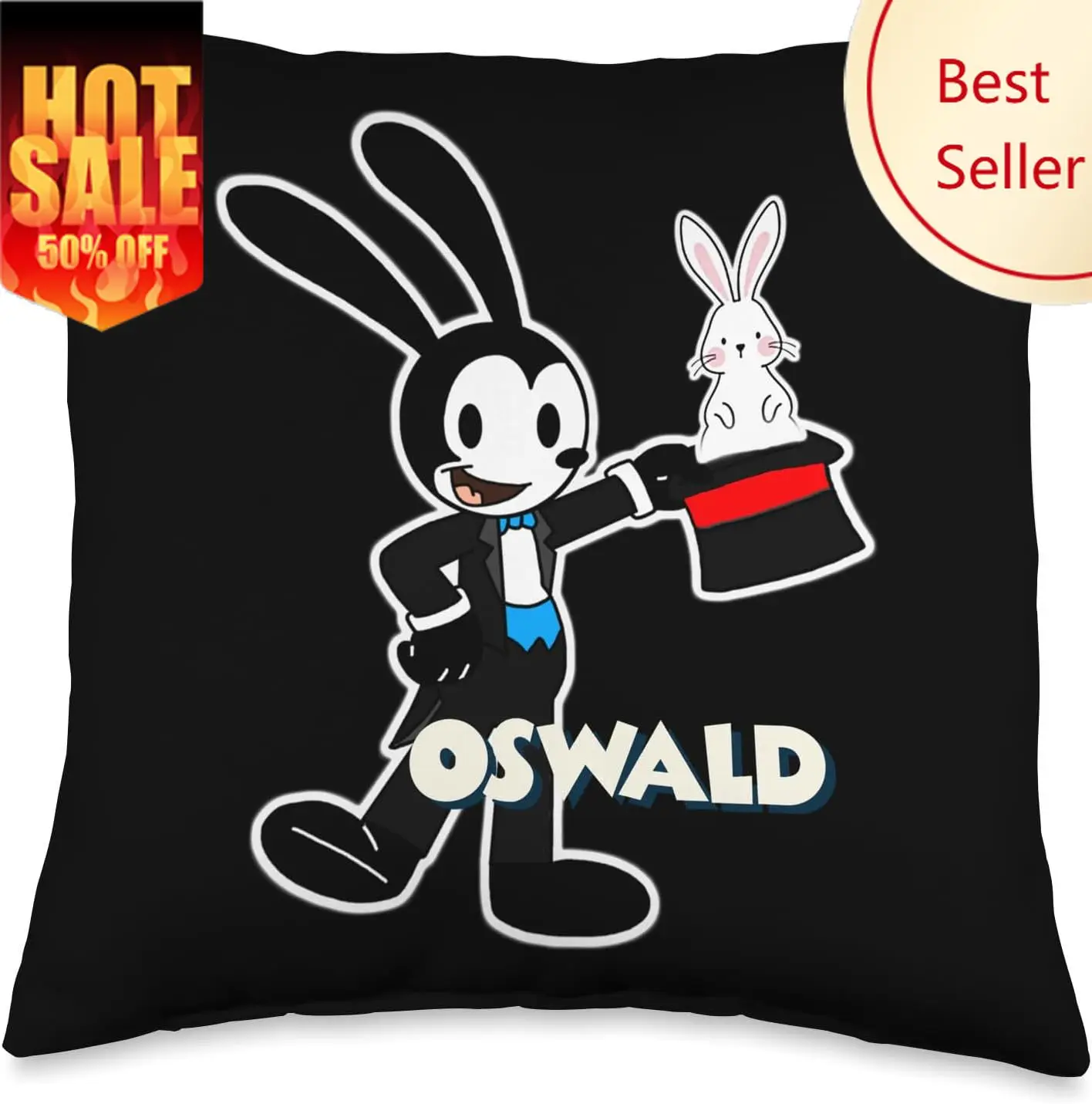 

Oswald Rabbit Magician Cartoon 1927 Pillowcase Disney Decoration Child Holiday Party Boy Girl Gifts Custom Pillow Case Cover