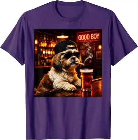 Lustiges Shih Tzu beim Biertrinken Grafik-T-Shirt „Guter Junge Hund“ Meme Y2k Hundebesitzer Nachtclub Bar Leben Grafik-Bekleidung Trinkfeste Männerkleidung – Detail 18