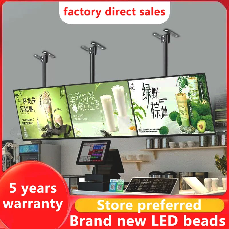 Ultra thin advertising board lightbox wall mounted milk tea shop ordering menu customization price list LED hanging