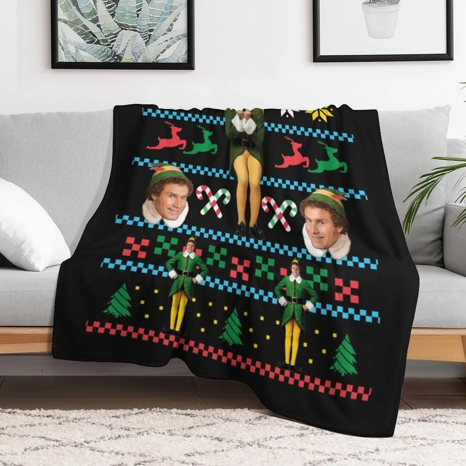 Buddy The Elf Ugly Christmas Sweater Design Classic Xmas Movie Fun Gift Will Ferrell Classic Throw Blanket