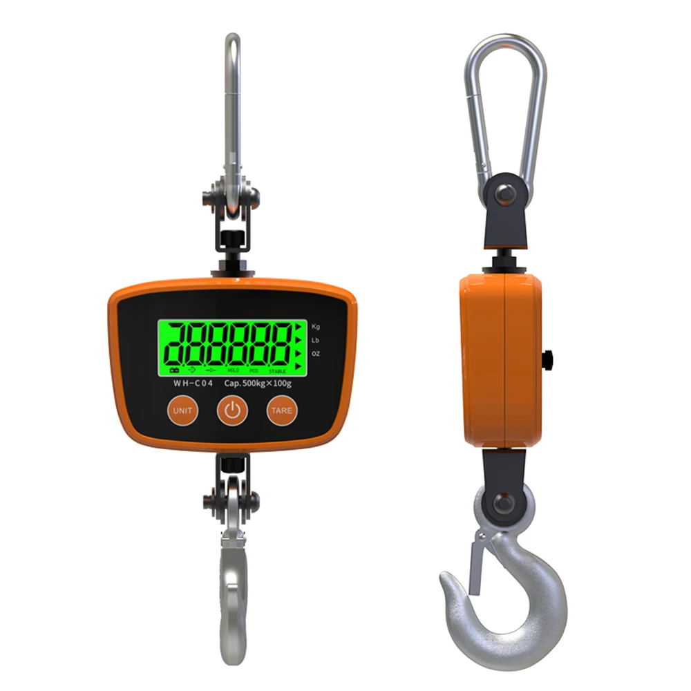 

Heavy Duty Crane Scale 300kg/500kg Industrial Hook Scale LCD Digital Hanging Scale Portable Electronic Scale for Luggage Fishing