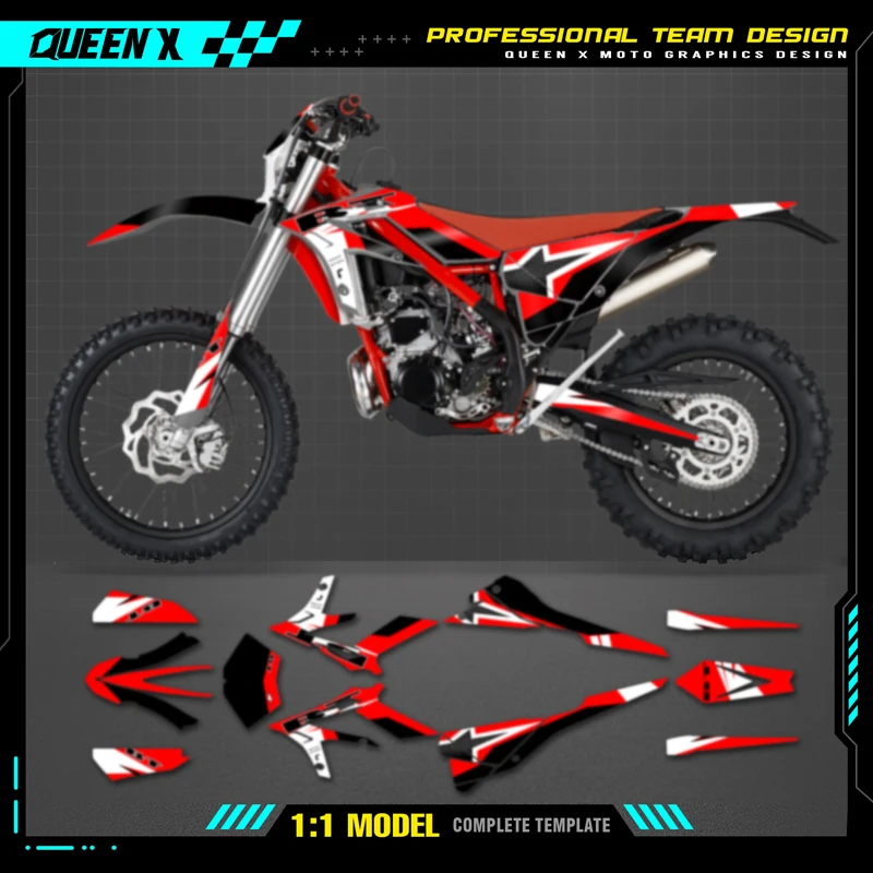 QUEEN X MOTO Motorcycle Team Graphics Decal Sticker Kit For BETA  Xtrainer 2015 2016 2017 2018 2019 006