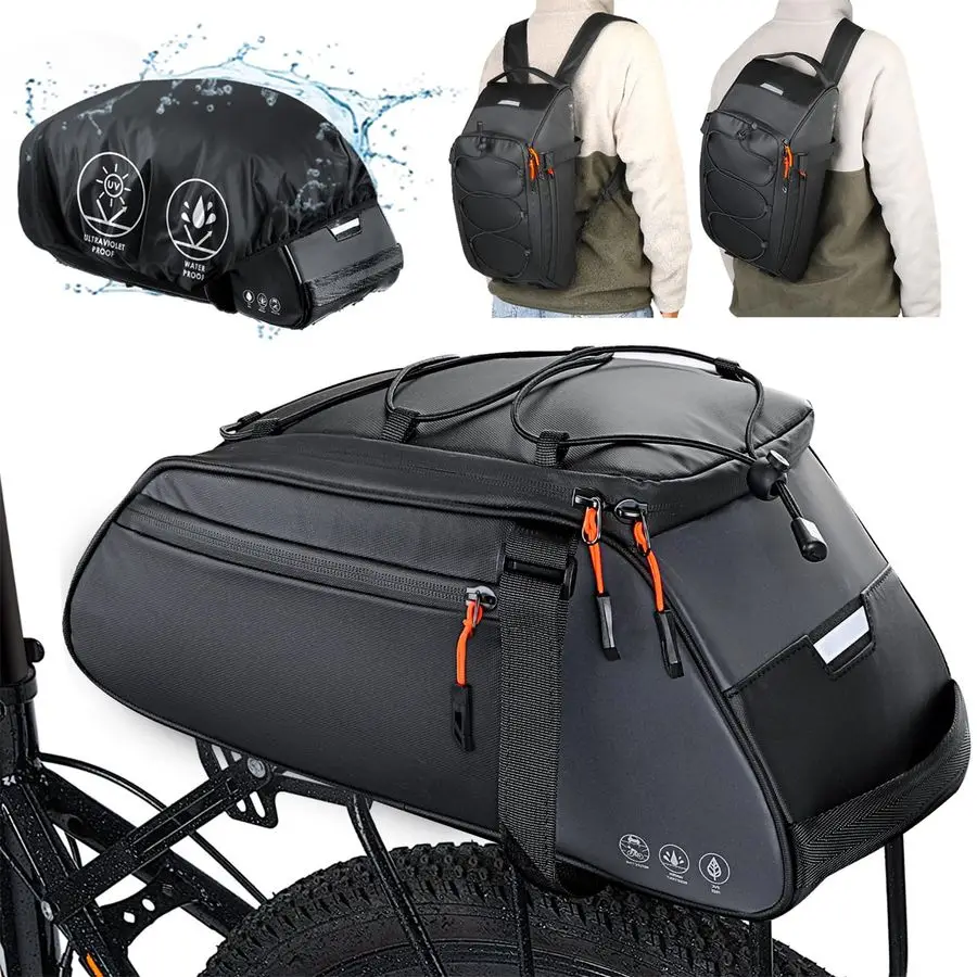

Bike Rack Bag Waterproof 10L Large Capacity Bike Trunk Bag, Reflective Bicycle Saddle Panniers, Cycling Bag Back Seat Storage Ca