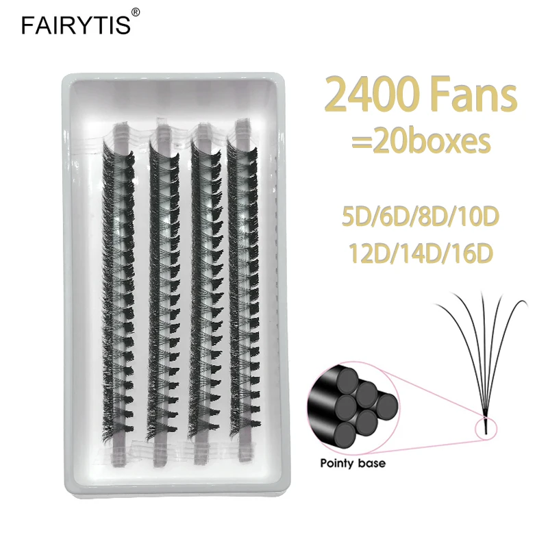 FAIRYTIS 2400 Fans Point Base Premade Fans Lashes 5D 6D 8D 10D 12D 14D 16D Faux Mink Russian Volume Eyelash Extension Supplies