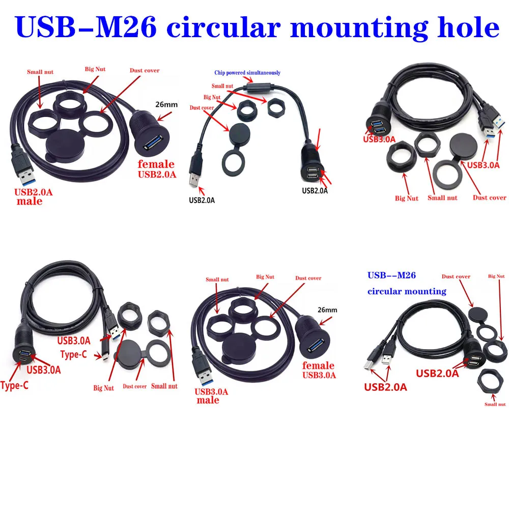 

Circular socket module D-type RJ45 direct network USB2.0 USB3.0 connector converter panel installation HDMI CAT5