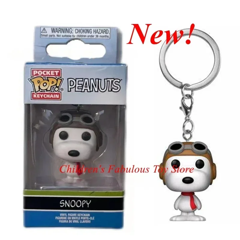 Neuankömmling FUNKO POP Taschen-Schlüsselanhänger Erdnüsse Snoopy mit Hut neuer Snoopy Schlüsselanhänger mit Box Actionfigur Spielzeug für Ornamente