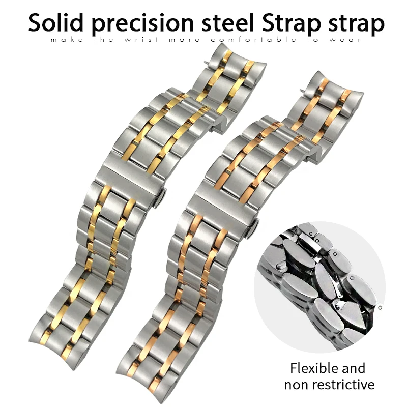 22mm 23mm 24mm Curved End Stainless Steel Watchband for Tissot 1853 Couturier T035 T035410 T035627 Metal Watch Strap Bracelet