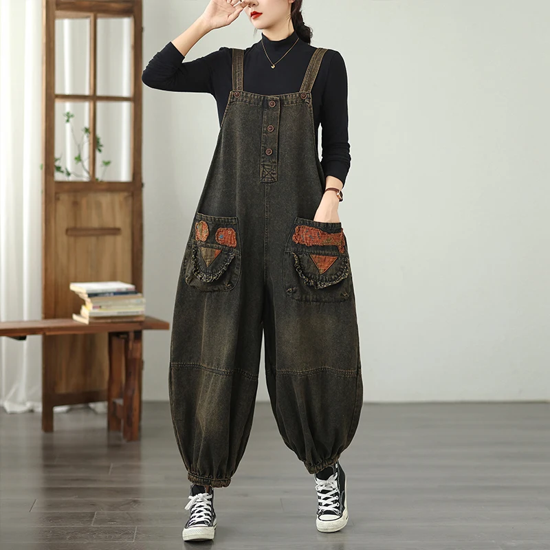 Retro haftowane, miękkie jeansy z szerokimi nogawkami, codzienne spodnie z wysokim stanem, mieszanka bawełny i poliestru, plus size, wyszczuplające, etniczne spodnie.