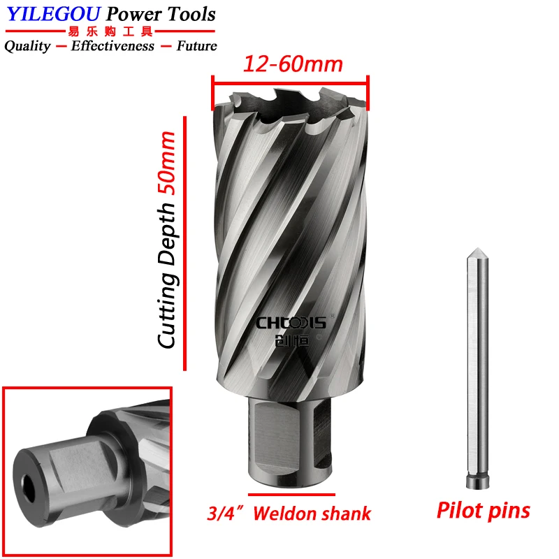 12-60mm x 50mm HSS Annular Cutter With 3/4\