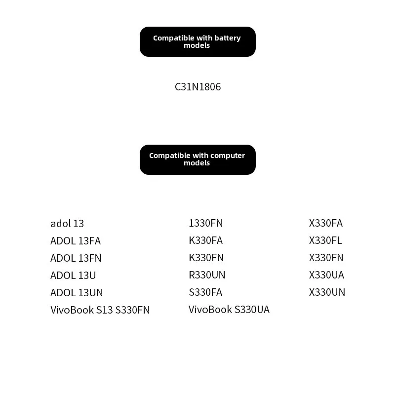 C31N1806 3ICP5/58/57 بطارية الكمبيوتر المحمول ل Asus VivoBook S13 S330FA-EY001T S330UA S330UN-EY011 X330UA ADOL13F 11.55V 42WH #2