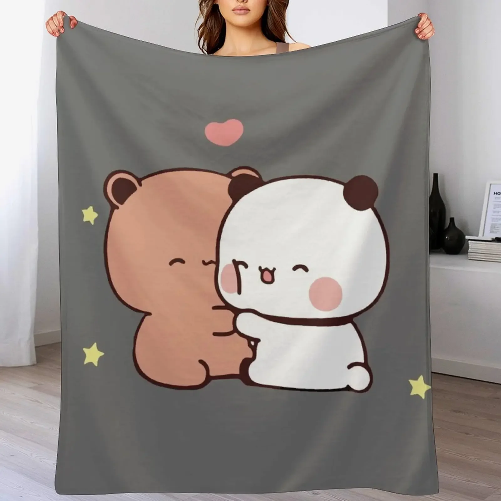 DuDu Bear and BuBu Panda’s Love?? Throw Blanket For Baby Camping Cute Blankets