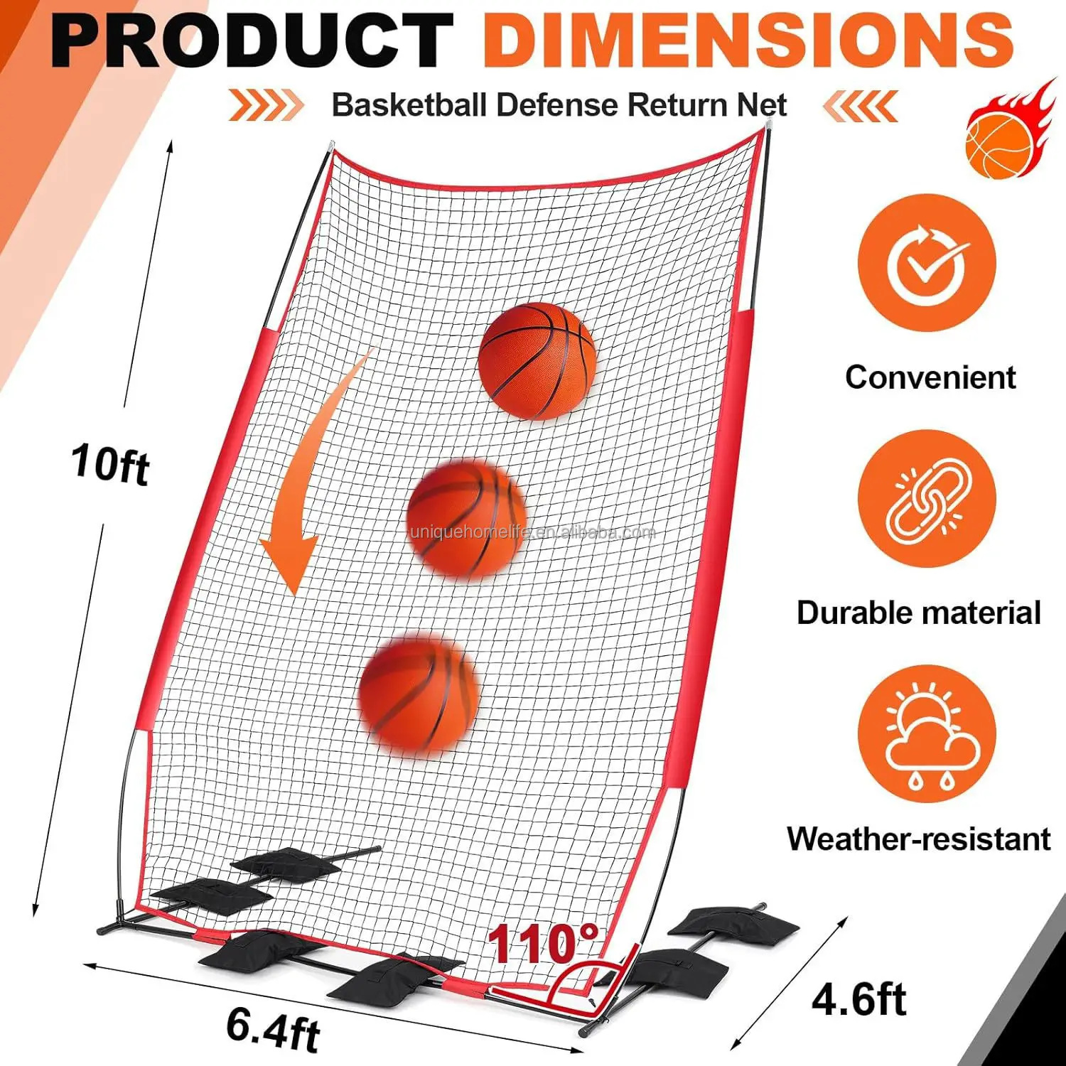 Возвратная сетка для баскетбольной горки и отбойник Баскетбольная сетка для задней остановки