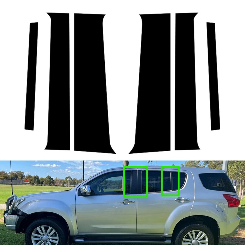 

For Isuzu MU-X 2015-2021 2022 Car Window Door Column B C Pillar Post Trim Cover Glossy Black Stickers Accessories Auto Parts