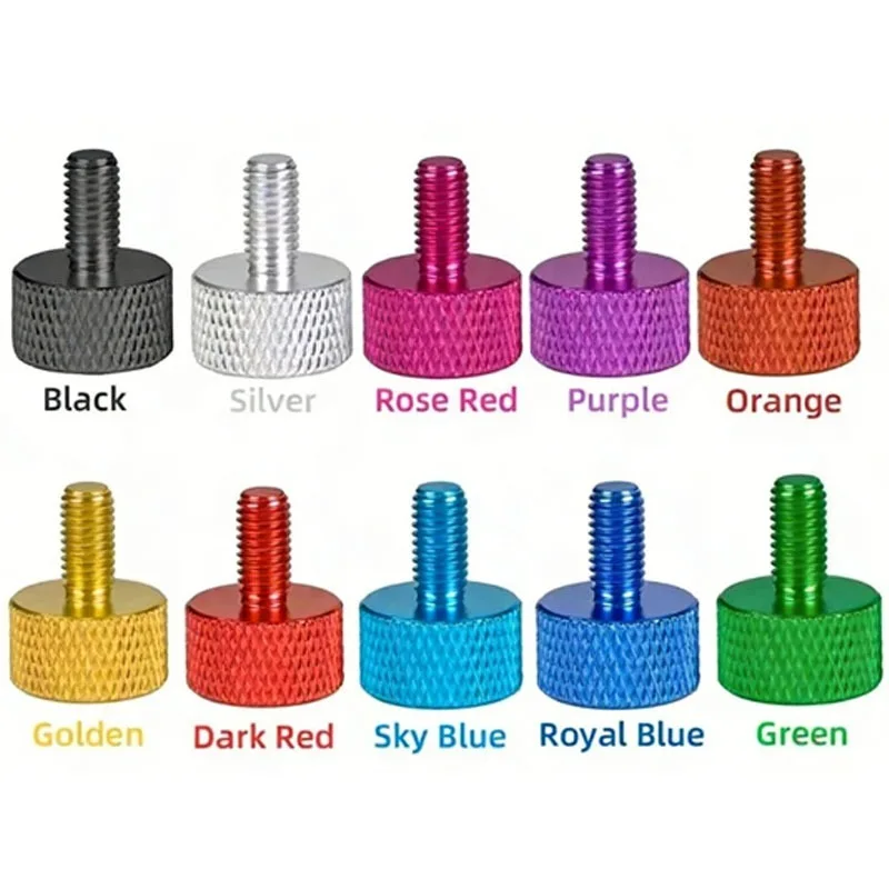 5Pcs Aluminum Thumb Screws M3 M4 M5 M6 Anodized Color Knurled Hand Grip Bolts Tool-Free Hand Tighten Screw for Computer Case DIY