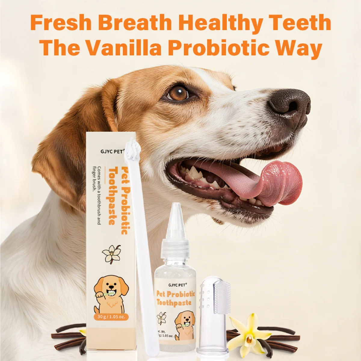 GJYC PET Probiotic Pet Dental Care Kit Toothpaste With Toothbrush Finger Brush Reduce Plaque Tartar Freshen Breath For Dogs Cats