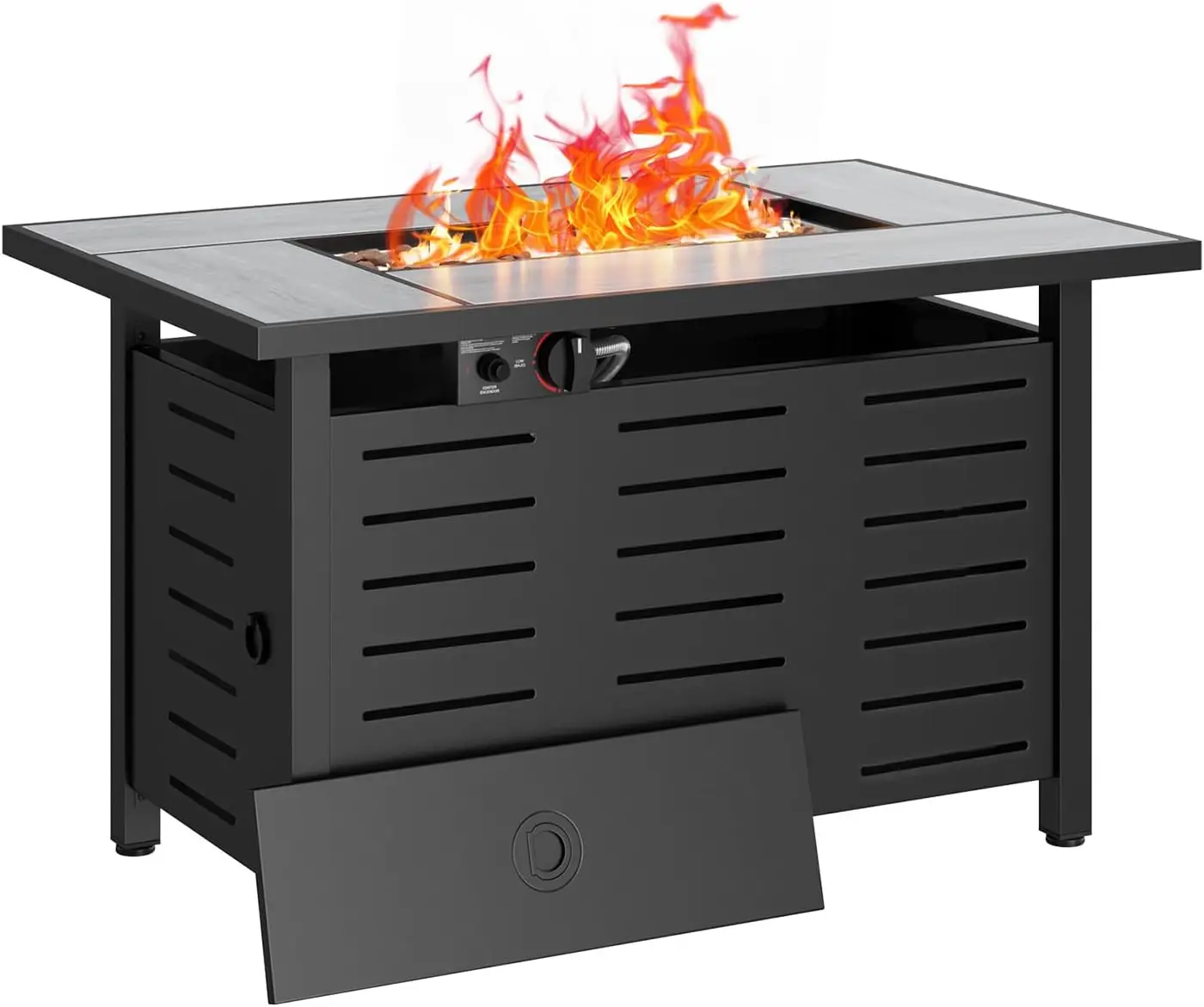 

42" Propane Fire Pit Table Ceramic Top, 60000 BTU Outdoor Patio Heater with Lava Rocks, Black