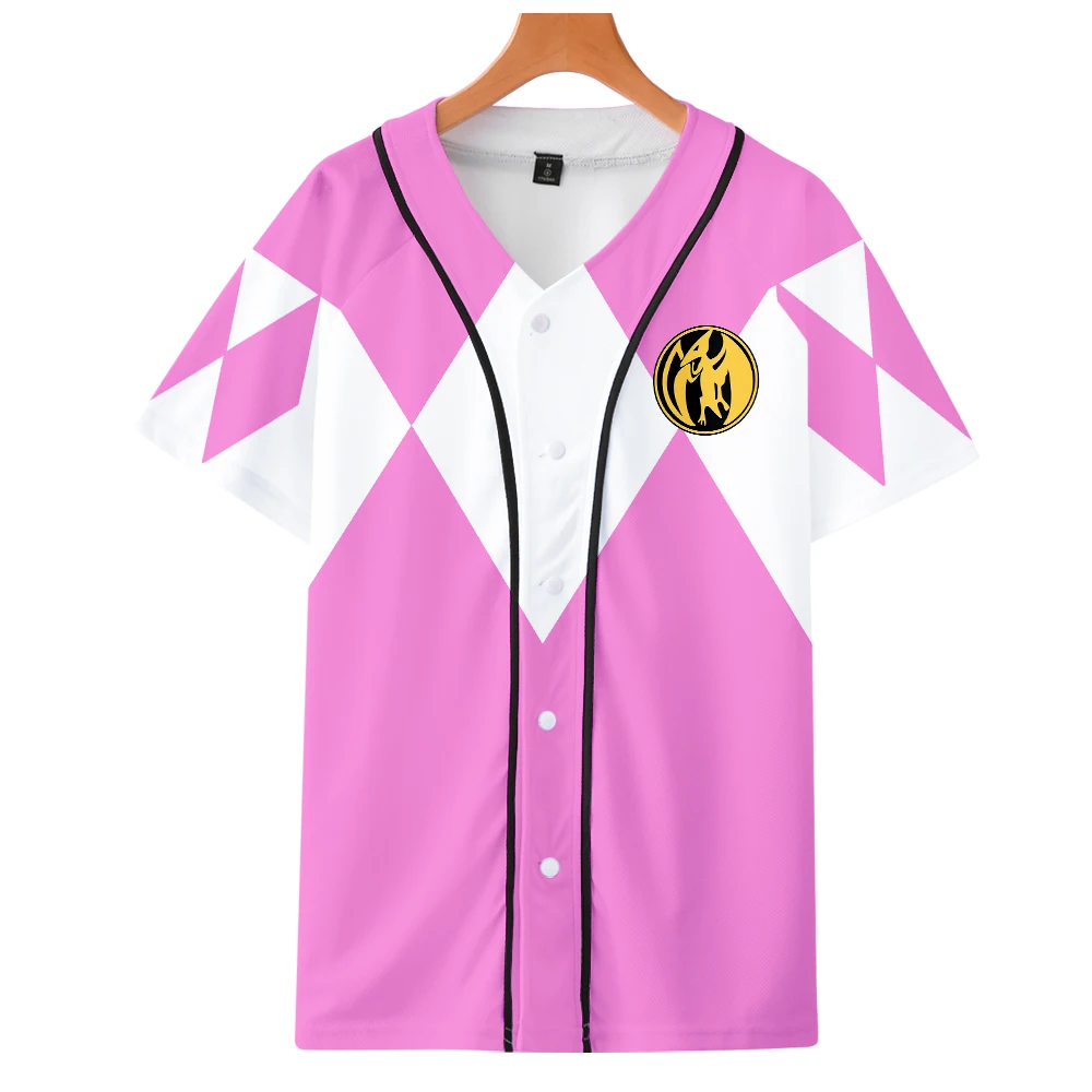 Anime Mighty Morphin Baseball T Shirt Short Sleeve T-shirt Casual Clothing Harajuku Tshirt Tops Cosplay Costume