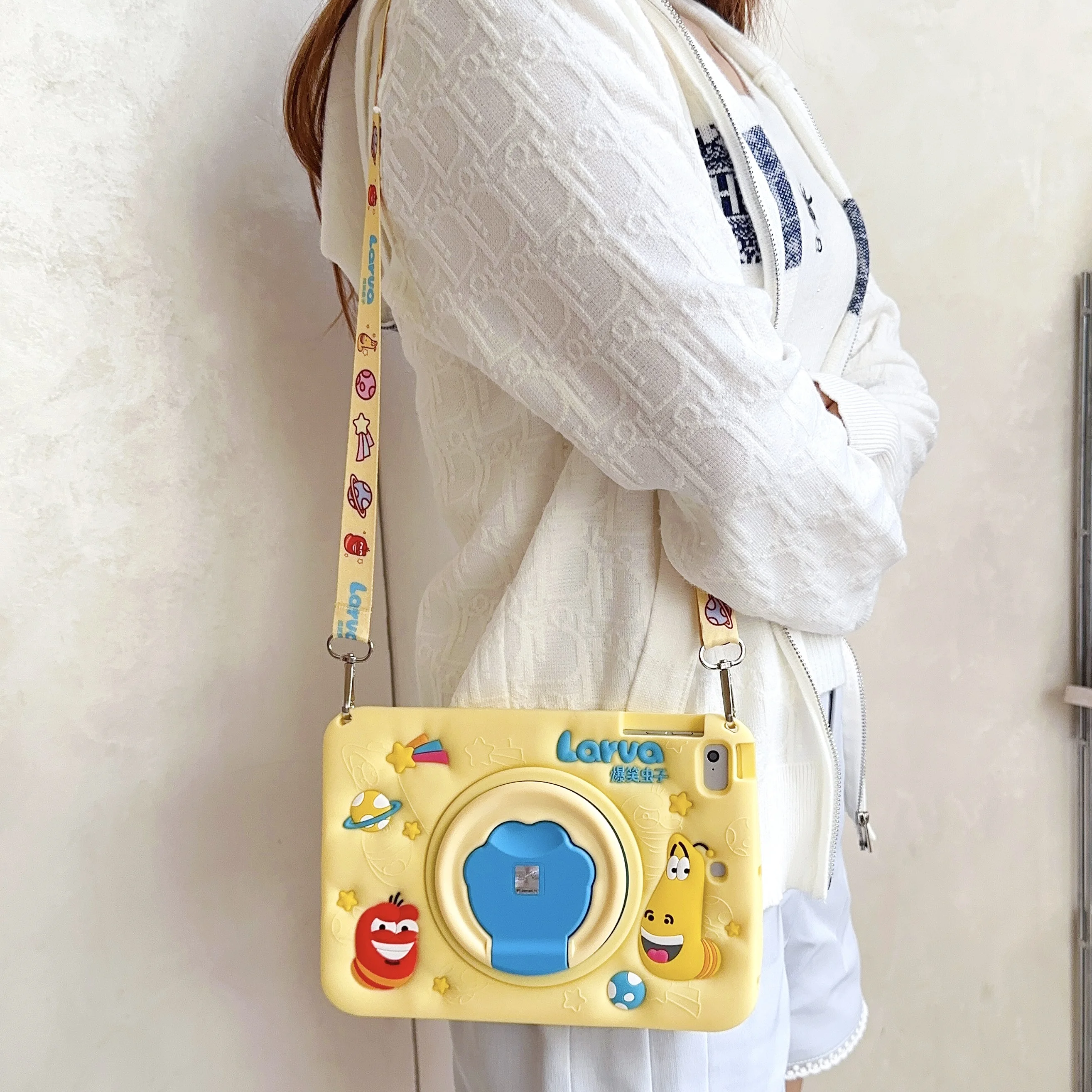 

Protective Cover Case for iPad 5 6 10 Air Mini 1 2 3 4 5 6,360 Rotation Stand for Pro 11 2018 2020 2022 2024 with Shoulder Strap