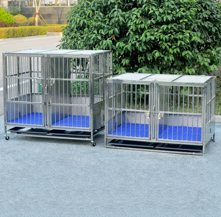 Heavy Duty Stainless Steel Metal Stackable Kennel Cages With the Plastic Flooring High Quality 6ft Dog Breeding Equipm